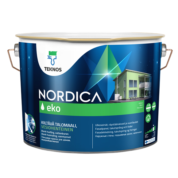 Глянцева фарба для зовнішніх дерев'яних поверхонь Teknos Nordica Eco біла 9 л