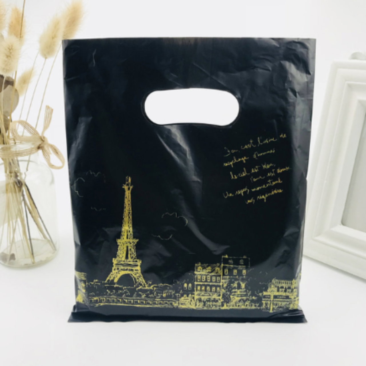 Пакет банан 20x25 см 100 шт пакет прорубна ручка, пакети з вирубною ручкою, фото 1