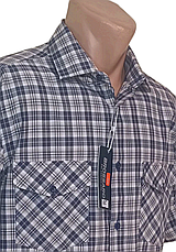 Чоловіча сорочка Brossard vk-0065 синя в клітинку класична бавовна з коротким рукавом, теніска натуральна, фото 5