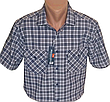 Чоловіча сорочка Brossard vk-0065 синя в клітинку класична бавовна з коротким рукавом, теніска натуральна, фото 8