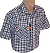 Чоловіча сорочка Brossard vk-0065 синя в клітинку класична бавовна з коротким рукавом, теніска натуральна, фото 7