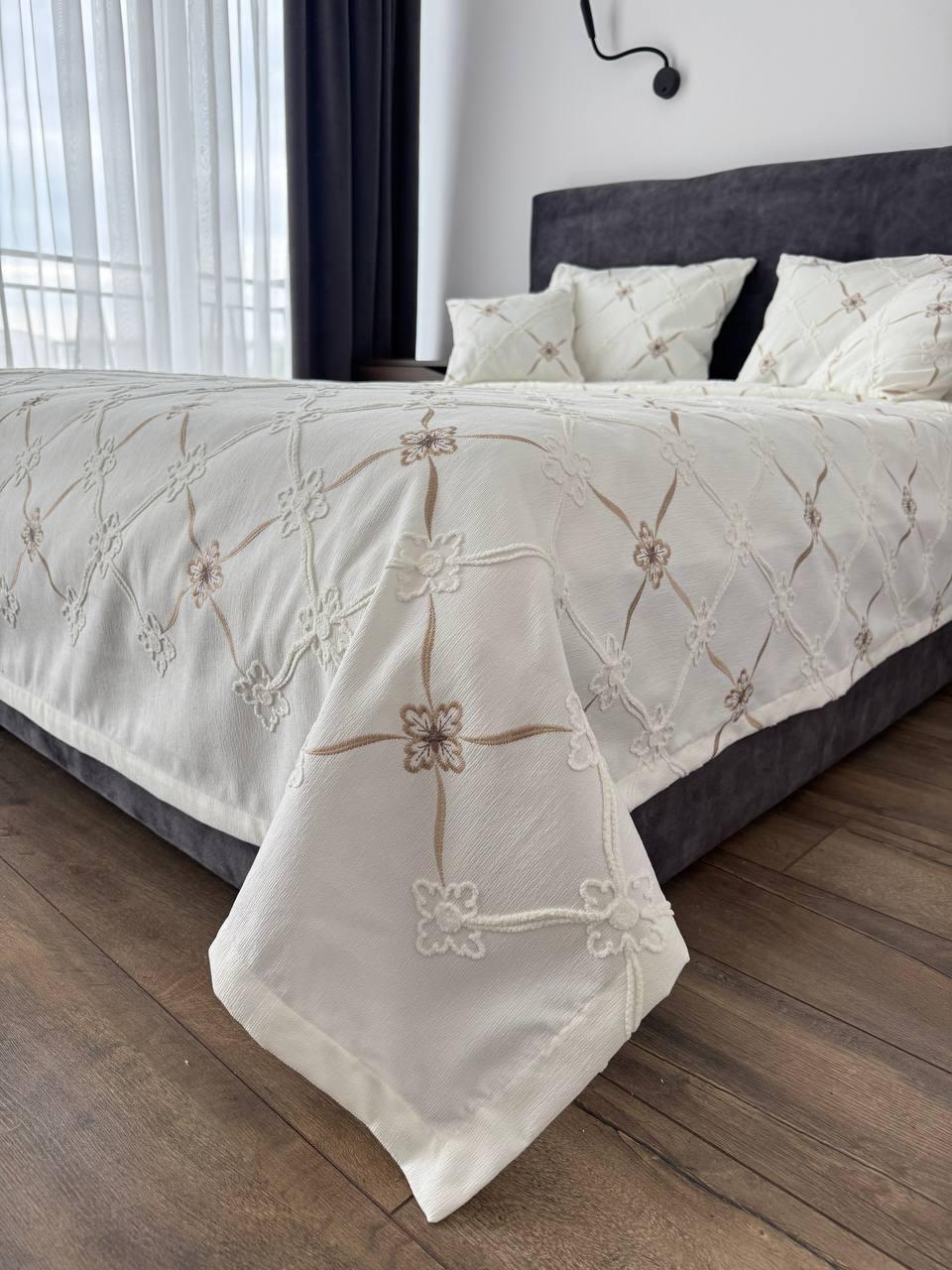 Покривало "Бароко №1", 100% cotton, молочний колір (Розміри і кольори в асортименті), фото 1