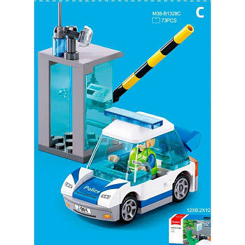 Конструктор SLUBAN міська серія, шлагбаум, поліцейська машина, фігурка, 73 деталей M38-B1328C G-Rich