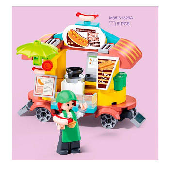 Конструктор SLUBAN рожева серія, кафе на колесах, фігурка, 81 деталь M38-B1329A G-Rich