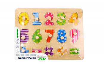 Дерев'яна рамка вкладки Tookytoy з цифрами TY851 G-Rich