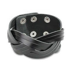 Широкий чорний напульсник "Плетений"