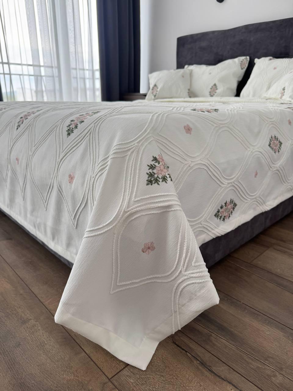 Покривало "Бароко №3", 100% cotton, молочний колір (Розміри і кольори в асортименті), фото 1