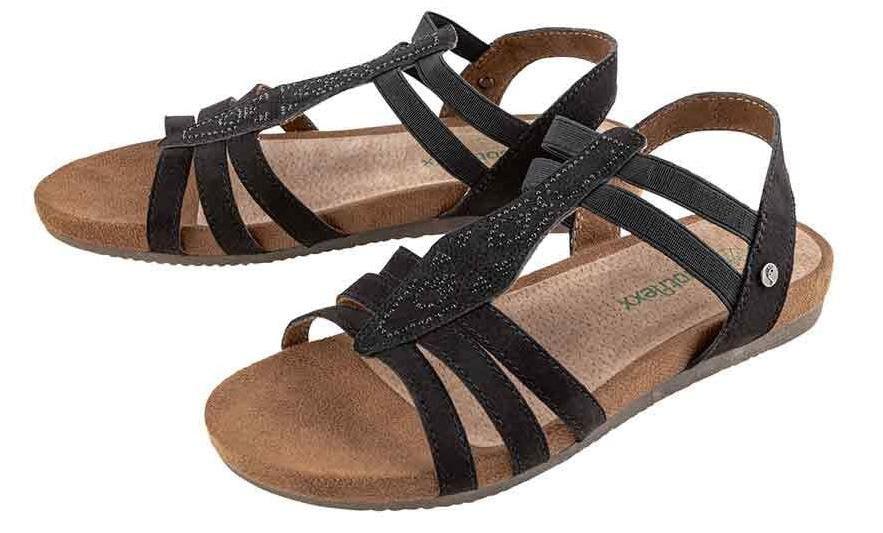 Жіночі босоніжки Footflex чорні 38 розмір натуральна шкіряна устілка