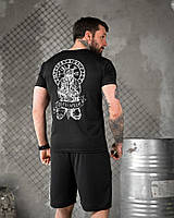Літній комплект шорти футболка з принтом Руни чорний, полегшений комплект на літо чорний руни L