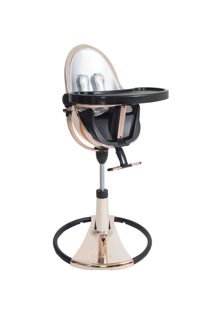 Стільчик для годування Bloom FRESCO Rose gold золотистий з чорним (Вкладиш lunar silver сріблястий)