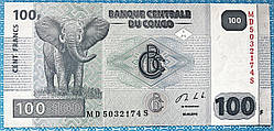 Банкнота Конго 100 франків 2013 р. UNC