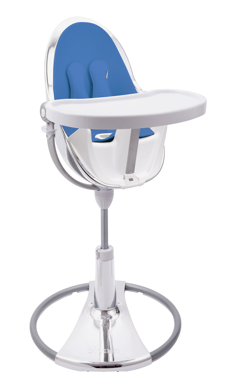 Стільчик для годування Bloom FRESCO White (Вкладиш бавовняний riviera blue голубий)