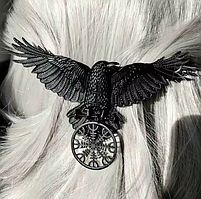 Шпилька для волосся Finding Готична заколка-автомат для волосся птах ворон Чорний 70 мм х 95 мм