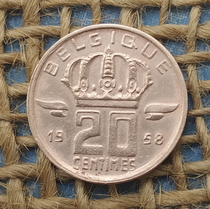 20 сантимiв 1958 року. Бельгiя