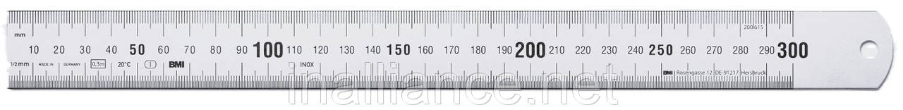 Лінійка прецизійна вимірювальна із нержавіючої сталі 300 мм 1 клас точності BMI 966030020-EG I