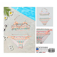 Купальник детский раздельный для пляжа с ярким узором под вышивку. Пляжная одежда для девочек.