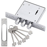 Замок дополнительный с накладками 5 ключей (аналог Гардиан 10.01) ЗУБЕР 13-51-3М / Врезной замок сувальдный