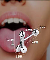 Сережки, штанга в язик пініс сталь 1 шт.