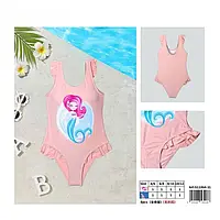 Купальник детский цельный для пляжа с ярким принтом. Русалка. Пляжная одежда для девочек.