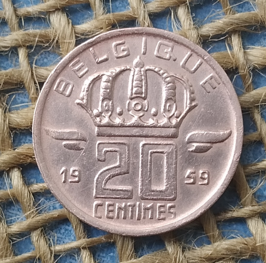 20 сантимiв 1959 року. Бельгiя