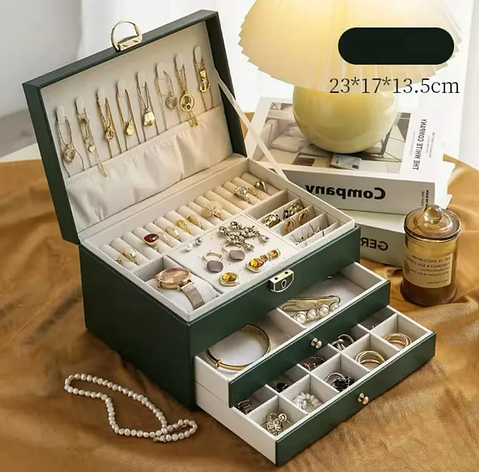 Скринька органайзер для прикрас і коштовностей 22,5х17х12 футляр для ювелірних виробів і годинників YU227, фото 1