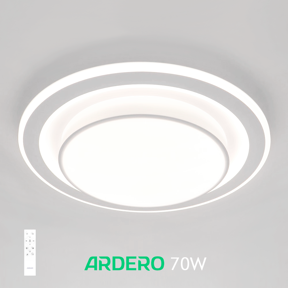 Світлодіодна люстра PEARL R 70W AL6410 ARD біла Ardero 3000-6500К 5500Lm світильник з пультом ДУ Ø480х80мм, фото 1