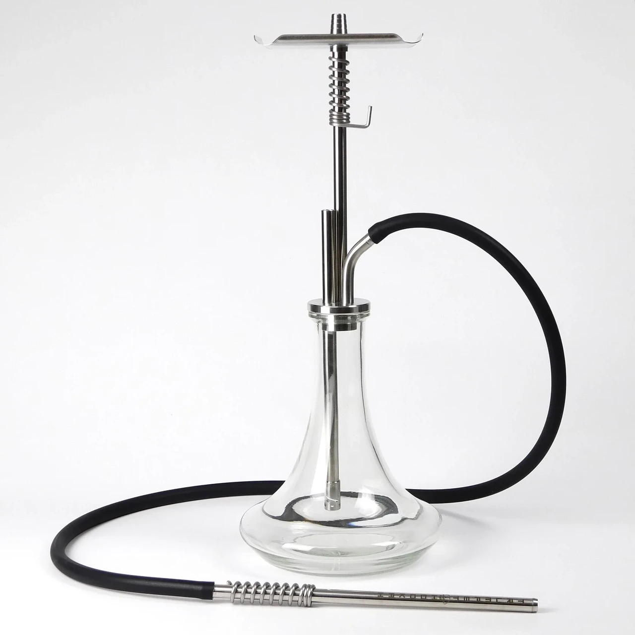 Кальян Trumpet Hookah, шахта нержавіюча сталь, висота 60 см на колбі Steamulation Прозора