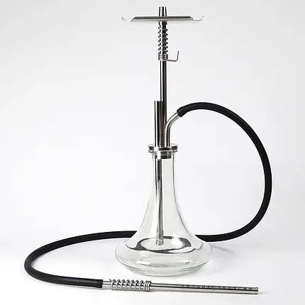 Кальян Trumpet Hookah, шахта нержавіюча сталь, висота 60 см на колбі Steamulation Прозора, фото 1