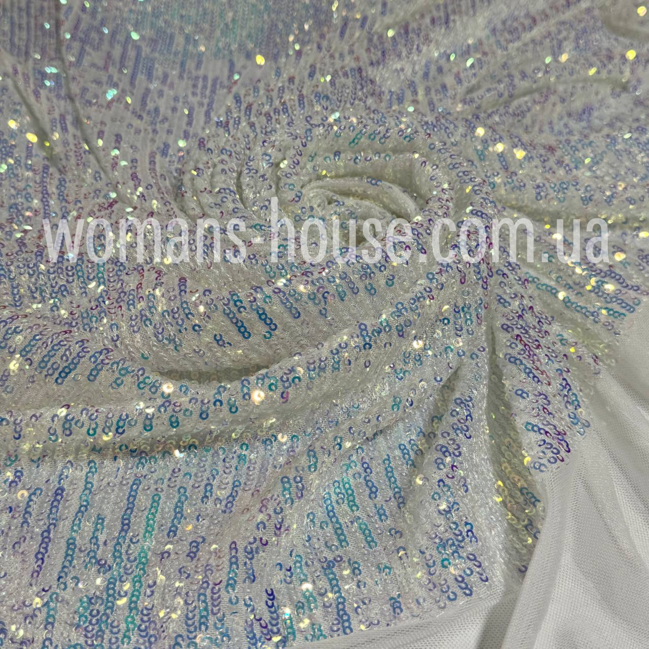 Паєтка на сітці «Строчка» Корея 135 см Хамелеон на сітці білої - фото 1 - id-p2628583619