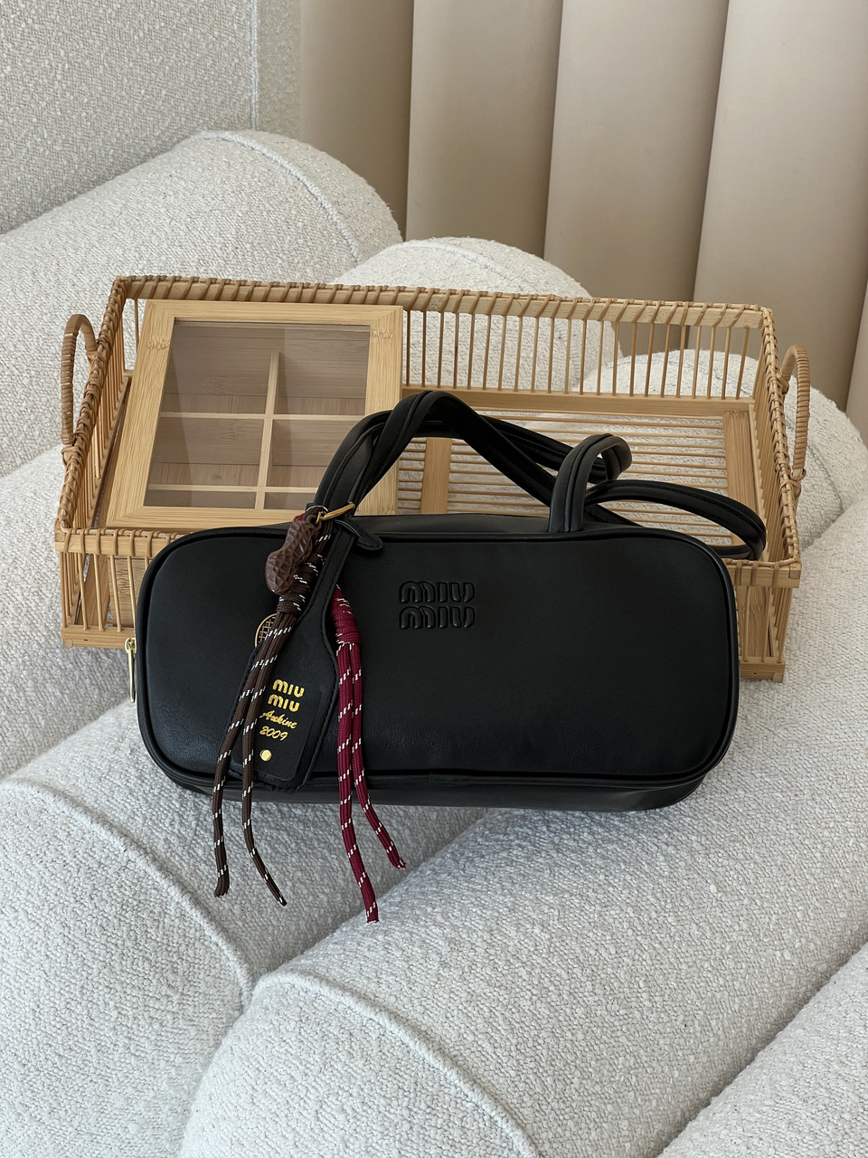 Жіноча сумка Miu Miu з брелоком чорний на плече Міу Міу, фото 1