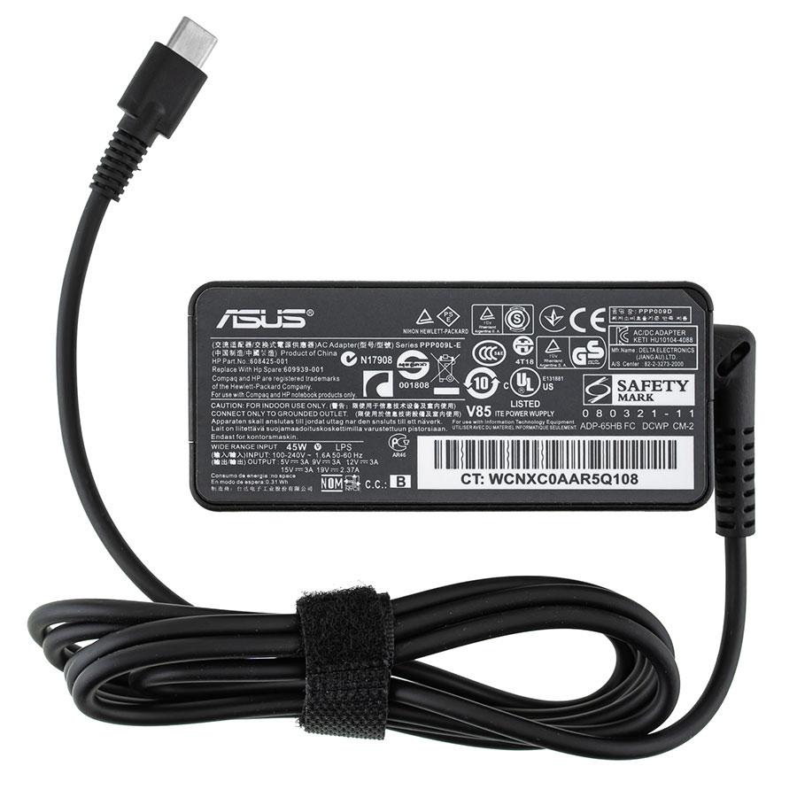 Блок питания для ноутбука ASUS TYPE-C 45W, black, RECTANGULAR