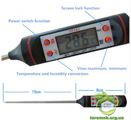 Электронный термометр TP101 со щуп для гриля, жидкости и тд - фото 5 - id-p375377847