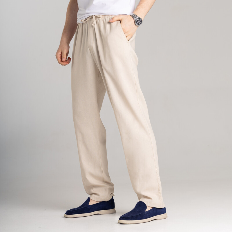 Базові штани Pobedov Chill однотонні бежевого кольору, фото 1