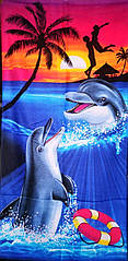 Пляжний рушник Дельфіни і захід сонця