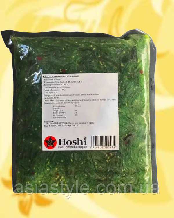 Водорості мариновані хіяши, Водоросли маринованные хияши, Pickled seaweed hiyashi, Hoshi, 500г, Китай, Ч