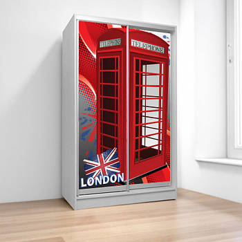 Шафа купе Лондон, дитяча шафа купе 2/3/4 двері, шафа для одягу фотодрук