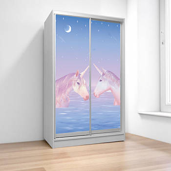 Шафа купе Єдиноріг, дитяча шафа купе 2/3/4 двері, шафа для одягу фотодрук