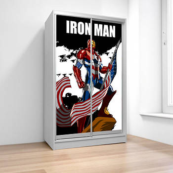 Шафа купе Залізна людина, дитяча шафа купе 2/3/4 двері, шафа для одягу фотодрук