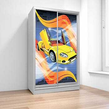 Шафа купе Шторм Шок Драйв, дитяча шафа купе 2/3/4 двері, шафа для одягу фотодрук