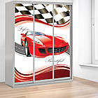 Шафа купе Суперкар, дитяча шафа купе 2/3/4 двері, шафа для одягу фотодрук, фото 3