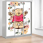 Шафа купе Ведмедик Тедді, дитяча шафа купе 2/3/4 двері, шафа для одягу фотодрук, фото 3