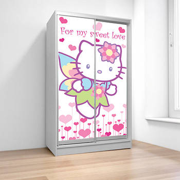 Шафа купе Кітті, дитяча шафа купе 2/3/4 двері, шафа для одягу фотодрук