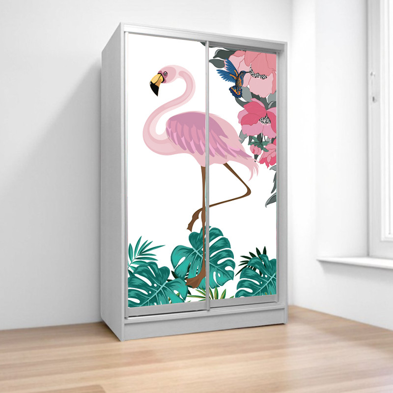 Шафа купе Фламінго, дитяча шафа купе 2/3/4 двері, шафа для одягу фотодрук, фото 1