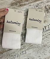 Кремові однотонні бавовняні гладкі колготки для дітей