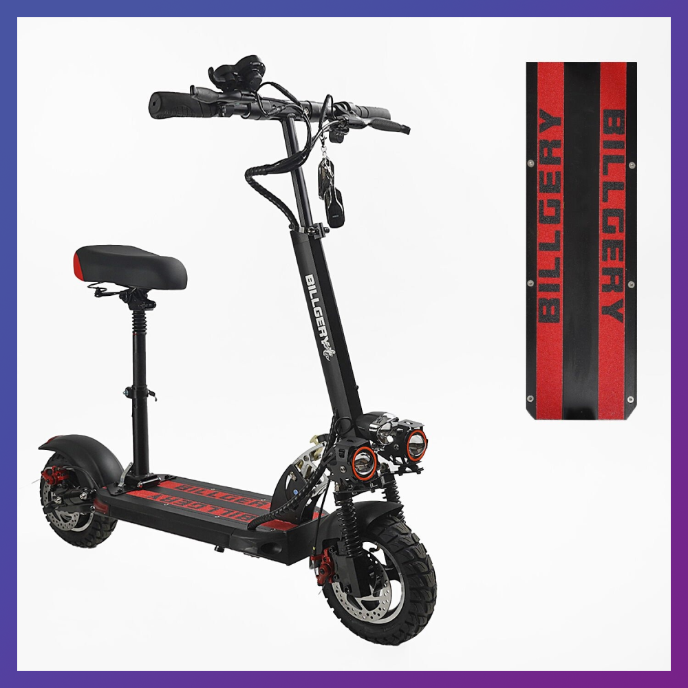 Електросамокат двоколісний для дорослих і підлітків із сидінням Billgery 777820 Чорний, фото 1