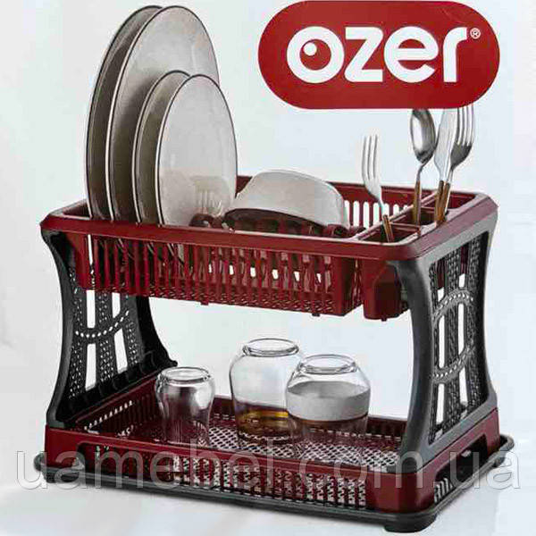 Сушка для посуду OZER-Т-005 срібно-червона