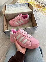 Жіночі кросівки Adidas Superstar Platform Pink XLG Кеди Адідас Суперстар рожеві на платформі шкіряні демісезон, фото 4