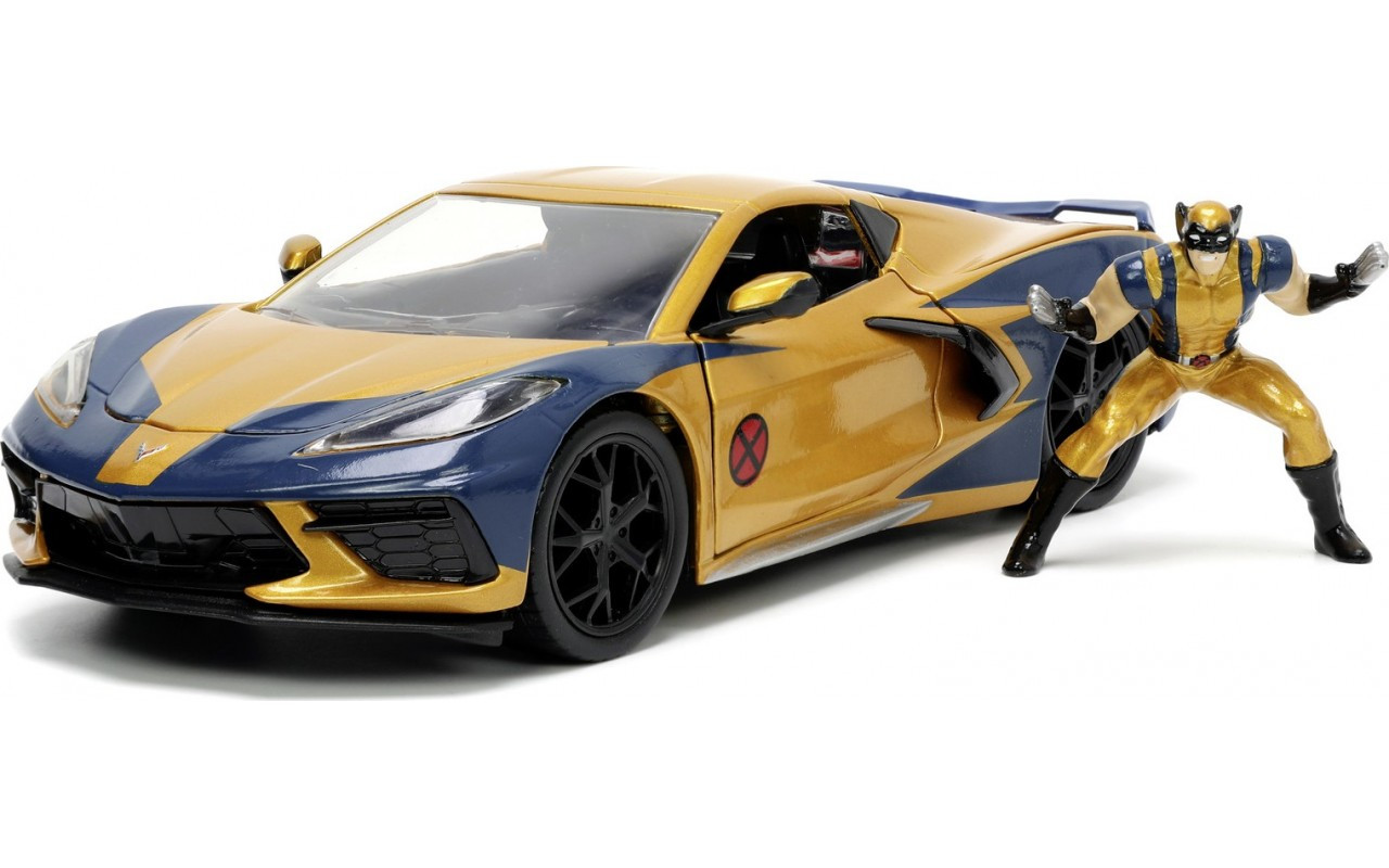 Машина металева Jada Марвел Люди-Ікс Шевроле Корвет із фігуркою Росомахи 1:24 [253225025], фото 1