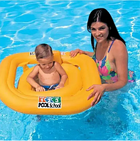 Дитячий надувний круг-пліт Intex 56587, розмір 79*79 см, з отворами для ніг і спинкою, яскравий жовтий колір