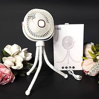 Портативний вентилятор "Восьминіг" з гнучким штативом 22 см Білий колір Luna